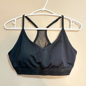 PINK Victoria's Secret Black Racerback Sports Bra w Mesh Panel